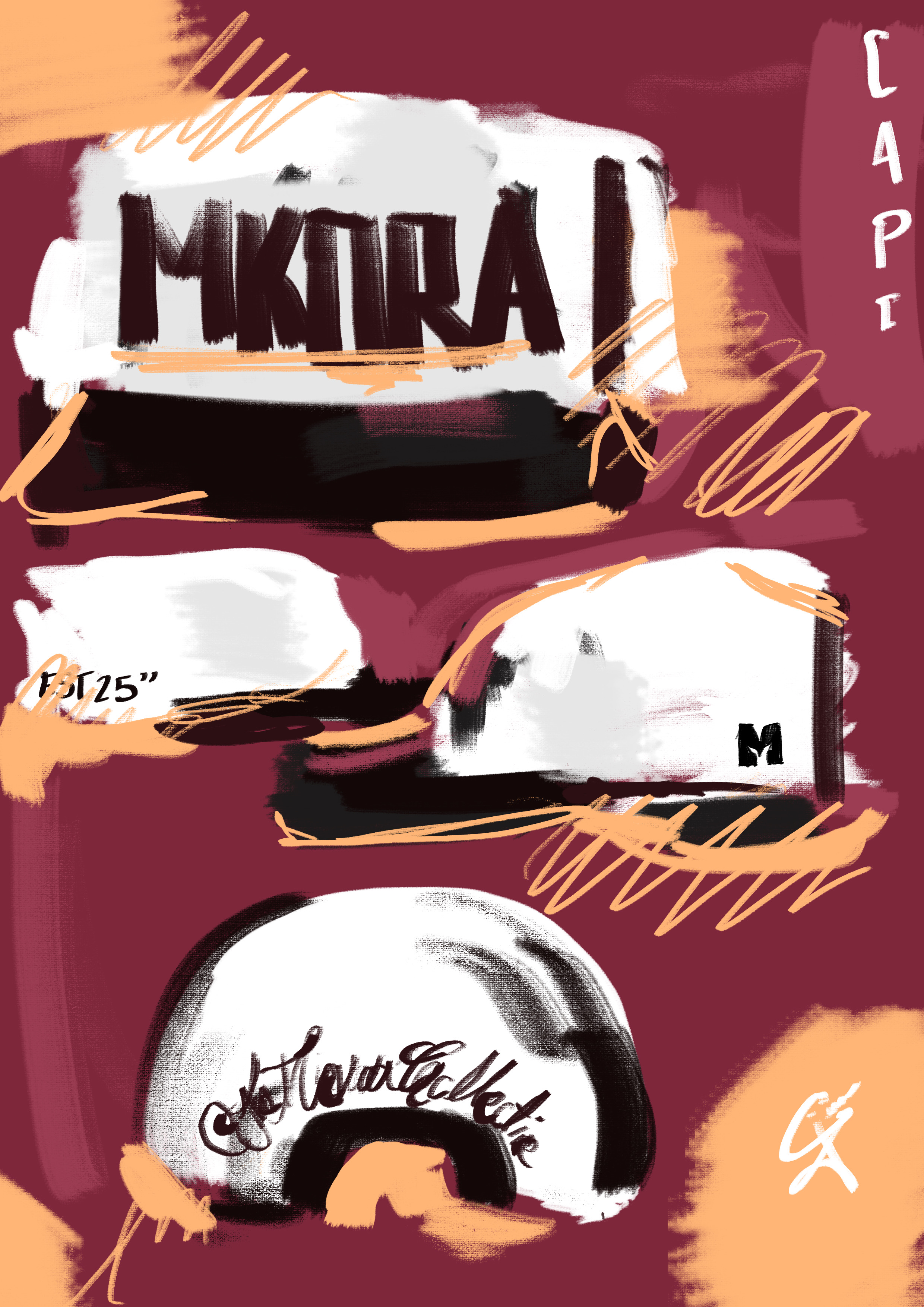 Burgundy and orange Mkora collage study